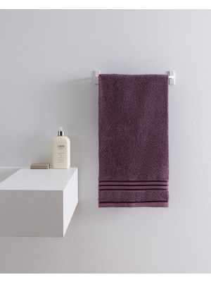 Madame Coco Marnot %100 Pamuk Bordürü Floşlu Yüz Havlusu - Mürdüm - 50X80 cm