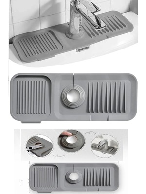 Uravas Store Elastik Mutfak Banyo Musluk Matı Düzenleyici Kaydırmaz Taban Organizer Lavabo Kenar Matı