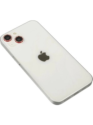 Buğz Iphone 14 Diamond Kamera Lens - Kırmızı
