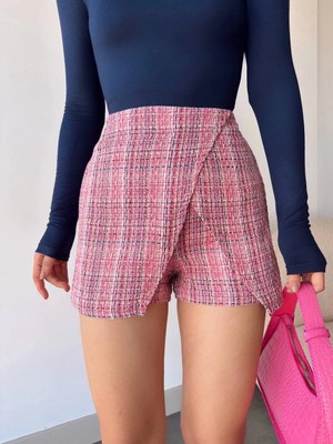 Uravas Store Kapaklı Tüvit Şort Etek Kırmızı