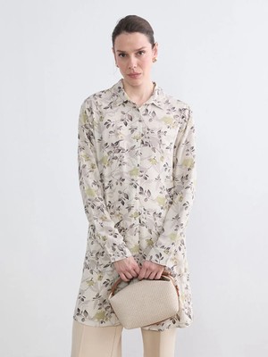 LC Waikiki Lc Waıkıkı Ekru Çiçekli Kadın Gömlek Tunik