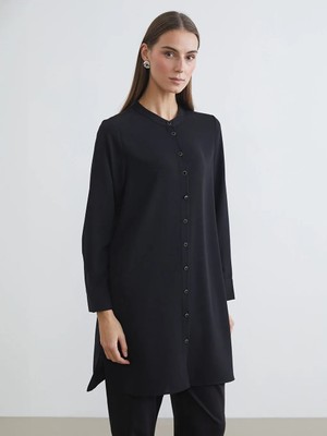 LC Waikiki Lcw Grace Siyah Hakim Yaka Kadın Gömlek Tunik