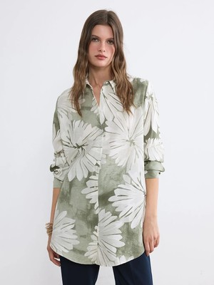 LC Waikiki Lcw Everyday Yeşil Çiçekli Kadın Gömlek Tunik
