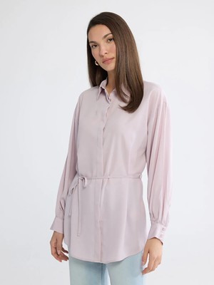 LC Waikiki Lc Waıkıkı Pembe Beli Kuşaklı Kadın Gömlek Tunik