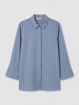 LC Waikiki Lcw Everyday Indigo Çizgili Kadın Gömlek Tunik