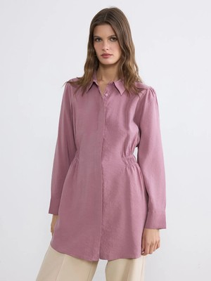LC Waikiki Lcwaıkıkı Classic Pembe Beli Büzgülü Kadın Gömlek Tunik