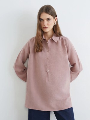 LC Waikiki Lcw Studıo Pembe Modal Karışımlı Oversize Kadın Gömlek Tunik