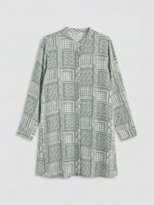 LC Waikiki Lcw Grace Yeşil Hakim Yaka Çiçekli Kadın Gömlek Tunik