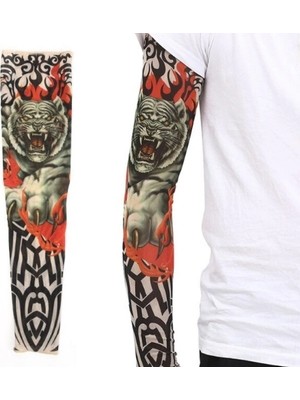 Uravas Store Giyilebilir Kol Dövmesi Çorap Dövme 3D Baskılı Kol Bacak Dövme 2 Adet Model 8