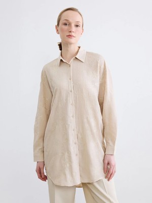 LC Waikiki Lc Waıkıkı Bej Nakışlı Kadın Gömlek Tunik