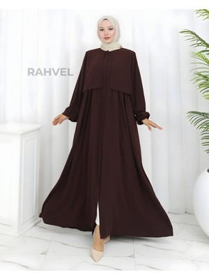 Moda Hayme Cepkenli Ferace Medine Ipeği Acı Kahve Rengi