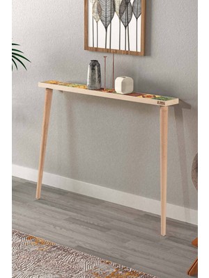 Feyza Design Doğal Ağaç ve Traverten Taşlı Turuncu Dresuar 102X12CM