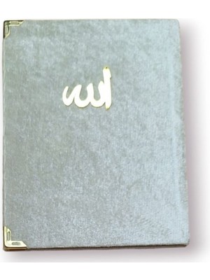 Uravas Store Çanta Boy Kadife Kapaklı Yasin Kitabı Süngerli 128 Sayfa Gri Renk