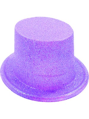Uravas Store Floresan Mor Renk Simli Uzun Fötr Melon Şapka 12 cm