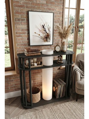 Feyza Design Yüksekliği 60 cm Siyah Mdf Dresuar ve Lambader Takımı