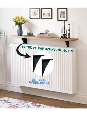 Feyza Design 80X18 cm Oval Kesim Petek Üstü Uçan Raf Kitaplık