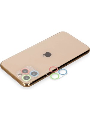 Buğz Iphone 11 Pro Renkli Kamera Lens Koruma Cam - Mavi-Yeşil