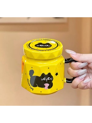 3D Kedi Figürlü Kapaklı Kupa Bardak Sevimli Kedi Kupa Bardak Hediyelik Kupa