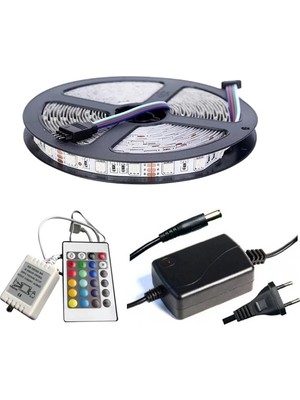 Uravas Store Winboss 5mt Rgb Şerit LED Slikonlu Adaptör Uzaktan Kumanda Tak Çalıştır
