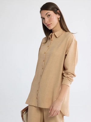 LC Waikiki Lc Waıkıkı Bej Loose Fit Kadın Gömlek Tunik