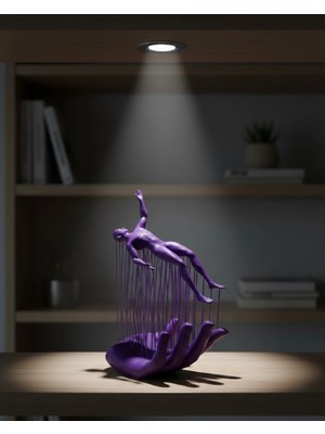 Uravas Store 3D El Üzerinde Insan Figürü Mor Soyut Tasarım Dekor Biblo