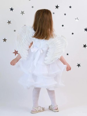 Buğz Beyaz Renkli Bebek Boy Melek Kanadı 30X45 cm