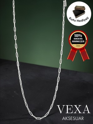 Vexa Aksesuar Ithal Ataç Zincir Kararmaz Çelik Kolye Unisex Altın & Gümüş Renk Minimal Şık Kolye