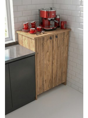 Bagax Çok Amaçlı Dolap 2 Kapaklı | Barista Mini Kahve Köşesi Mutfak Dolabı Kiler Dolabı Banyo Evrak Dolabı