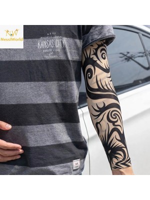 Uravas Store Giyilebilir Kol Dövmesi Çorap Dövme 3D Baskılı Kol Bacak Dövme 2 Adet Model 15