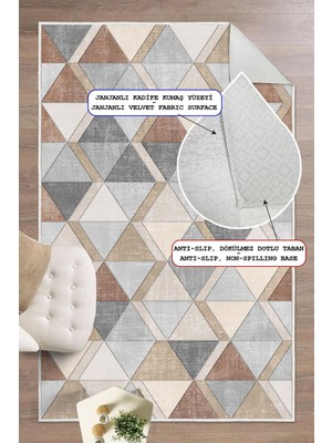 Pelura Halı Dijital Baskılı Dekoratif Kaymaz Taban Yıkanabilir Geometrik Desen Halı Salon Halısı Yolluk