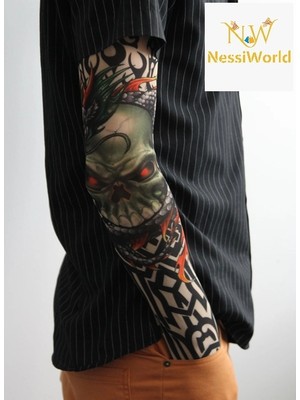 Uravas Store Giyilebilir Kol Dövmesi Çorap Dövme 3D Baskılı Kol Bacak Dövme 2 Adet Model