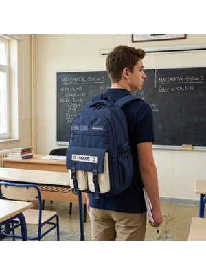 Relaxion Ergonomik Büyük Boy Çok Bölmeli Sırt-Omurga Destekli Lise Üniversite Günlük Seyahat Sırt Çantası