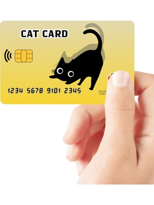 Huggy Craft Cat Card Yellow Parlak Kredi/banka Kart Kaplama Sticker
