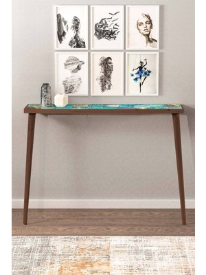 Feyza Design Valensiya Doğal Ağaç Çift Sıra Traverten Taşlı Dresuar