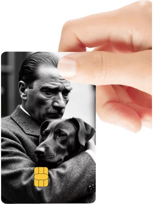 Huggy Craft Atatürk ve Sevimli Dost Temalı Parlak Kredi/banka Kart Kaplama Sticker