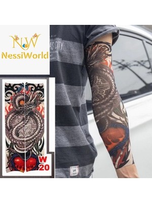 Uravas Store Giyilebilir Kol Dövmesi Çorap Dövme 3D Baskılı Kol Bacak Dövme 2 Adet Model 7