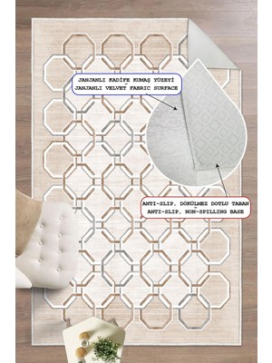 Pelura Halı Geometrik Desenli Dekoratif Kaymaz Taban Yıkanabilir Salon Halısı