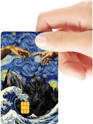 Huggy Craft Gece Gündüz Sanatsal Temalı Parlak Kredi/banka Kart Kaplama Sticker