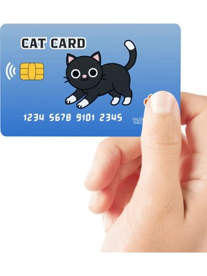 Huggy Craft Cat Card Mavi Kedi Kartı Temalı Parlak Kredi/banka Kart Kaplama Sticker