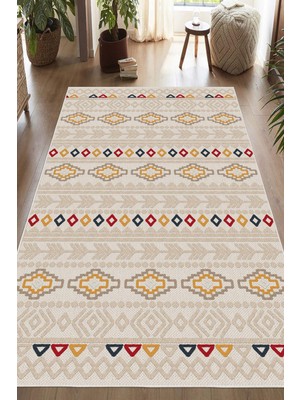 Pelura Halı Dijital Baskılı Dekoratif Kaymaz Taban Yıkanabilir Kilim Desenli Salon Halısı