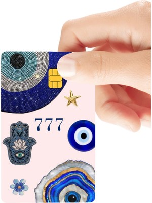 Huggy Craft Nazar Boncuklu 777 Yazılı Parlak Kredi/banka Kart Kaplama Sticker