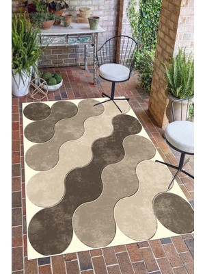 Pelura Halı Geometrik Desen Baskılı Kaymaz Yıkanabilir Salon Oturma Odası Mutfak Antre Balkon Halısı Yolluk