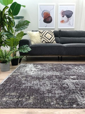 Halımax Lina Çift Taraflı %100 Pamuk Kilim Modern Yıkanabilir Şönil Kilim 10407-A Gri Antrasit