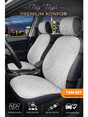 E-BİZ Oto Koltuk Kılıfı Tay Tüyü Oto Koltuk Minderi Tam Set – Terletmez, Kaymaz, Su Geçirmez