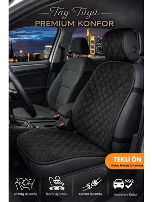 E-BİZ Oto Koltuk Kılıfı Tay Tüyü 4 Katmanlı Minder Tekli Ön – Terletmez,kaymaz,su Geçirmez,airbag Uyumlu