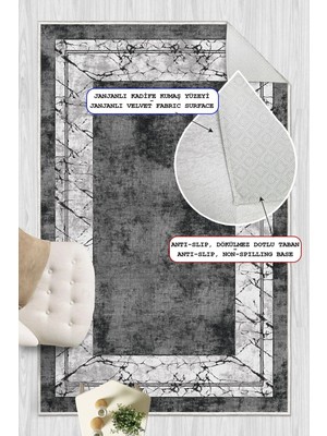 Pelura Halı Çerçeveli Soyut Desenli Baskılı Kaymaz Yıkanabilir Salon Oturma Odası Mutfak Hol Antre Halısı Yolluk