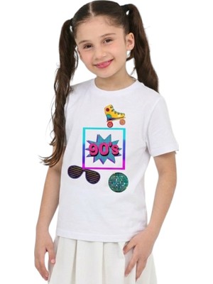 ERDEM KIDS Unisex 90'lar Temalı Baskılı Pamuklu Basic T-Shirt