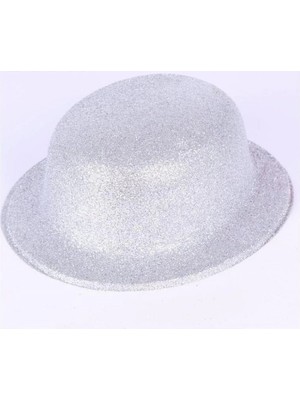 Uravas Store Gümüş Renk Yuvarlak Simli Plastik Parti Şapkası