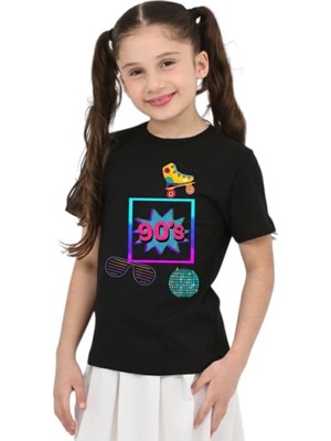ERDEM KIDS Unisex 90'lar Temalı Baskılı Pamuklu Basic T-Shirt