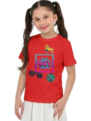ERDEM KIDS Unisex 90'lar Temalı Baskılı Pamuklu Basic T-Shirt